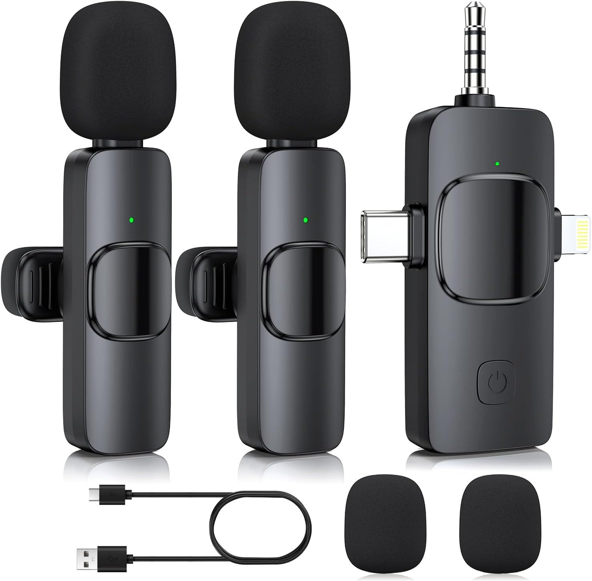 Wireless Lavalier Microphone for iPhone iPad Android Camera, 3 in 1 Mini Microphone Plug-Play Wireless Mic with Noise Reduction for Podcasting, Mini Lapel Mic for Interview Video Vlog YouTube - PuriLite