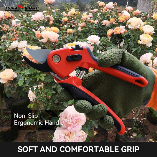 Flora Guard Bypass Pruning Shears, Professional Garden Pruning Shears (Long Blade) - PuriLite