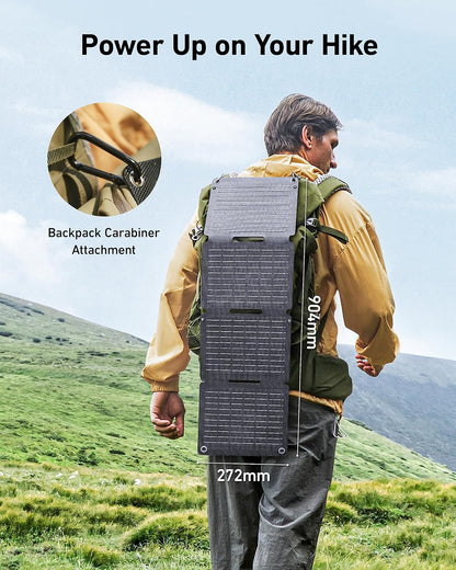 Anker Solix Solar Panel PS30, 5mm Portable Solar Panel, 30W Foldable Solar Charger, IP65 Water and Dust Resistance, Ultra-Fast Charging, Charges 2 Devices at Once, For Outdoor Camping, Hiking - PuriLite