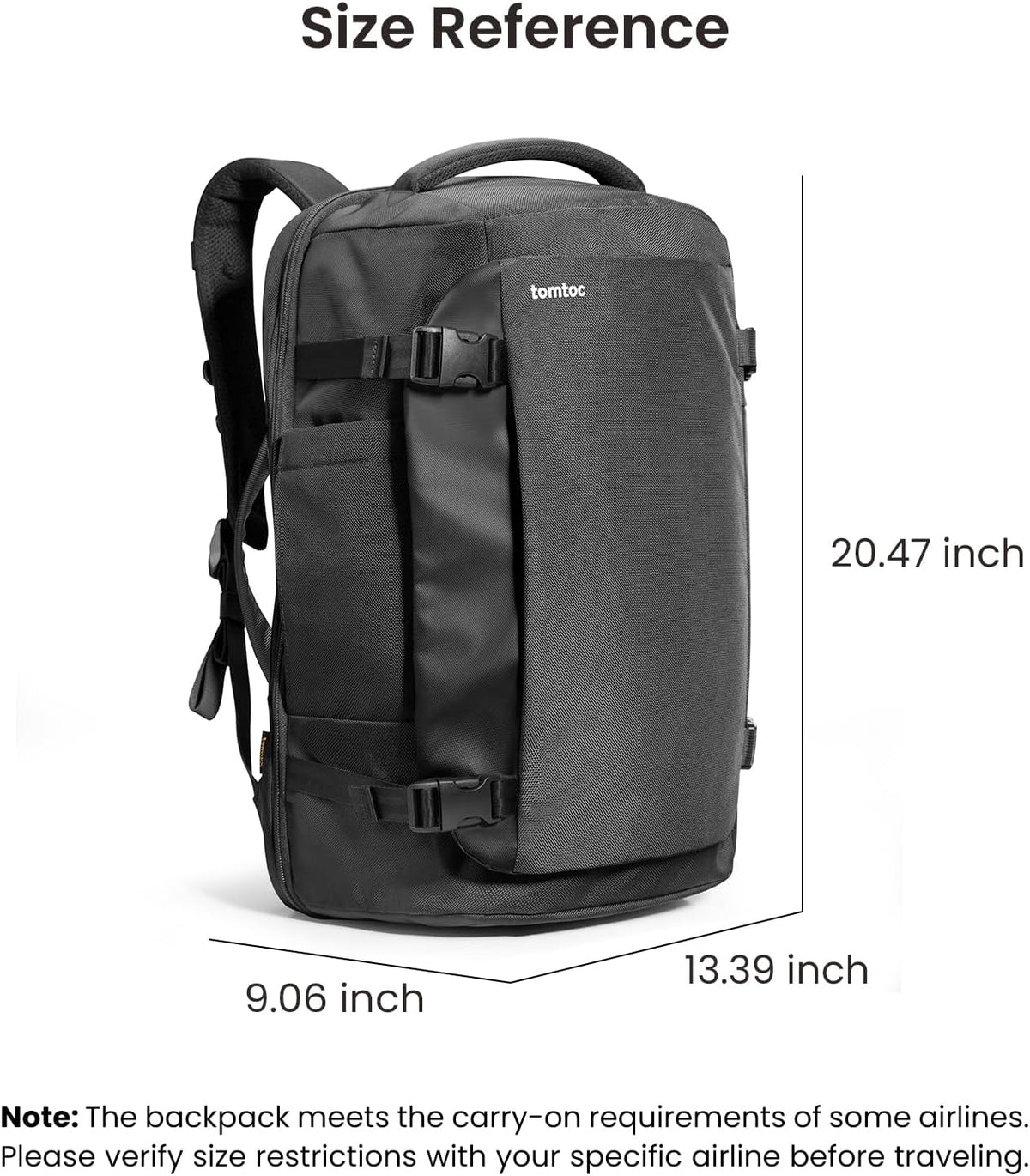 tomtoc Travel Backpack 40L, TSA Friendly Flight Approved Carry-on Luggage Hand Backpack, Water-resistant Lightweight Business Rucksack, Durable Large Weekender Bag Daypack Fits 17.3 Inch Laptop - PuriLite