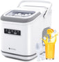 ecozy Countertop Ice Maker, Portable Ice Maker with Self-Cleaning, 9 Bullet Ice Cubes in 6 Mins, 26lbs/24Hrs, Ice Maker Machine with Ice Bags, Handle, Standing Scoop and Basket, White - PuriLite