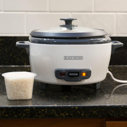 BLACK+DECKER 2-in-1 Rice Cooker & Food Steamer - 6-Cup Capacity, Automatic Keep Warm, Nonstick Bowl, Steaming Basket - Effortless Cooking - PuriLite