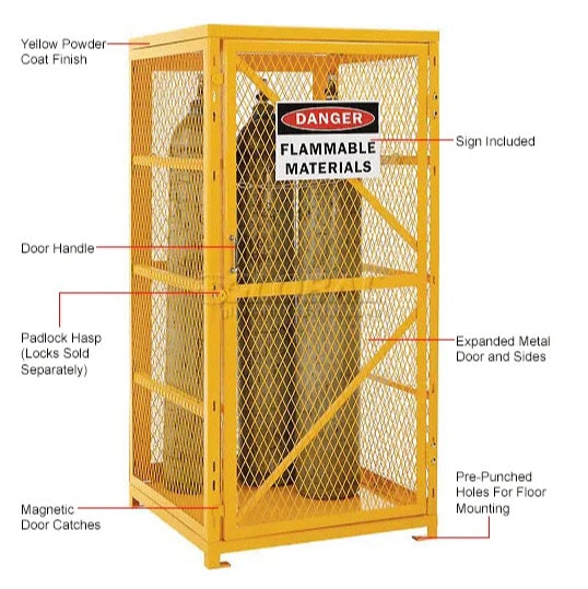 Global Industrial™ Cylinder Storage Cabinet With Manual Close Single Door, 9 Cylinder Cap. - PuriLite