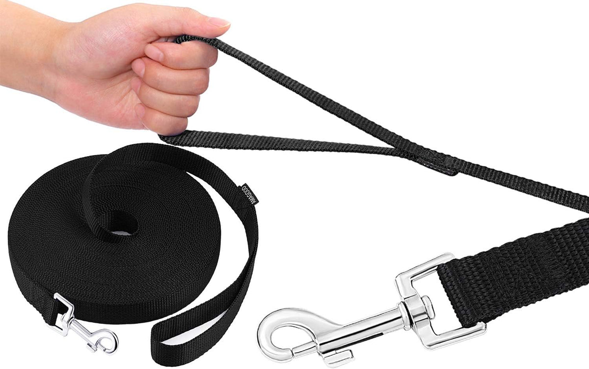 AMAGOOD Dog/Puppy Obedience Recall Training Agility Lead-15 ft 20 ft 30 ft 50 ft Long Leash-for Dog Training,Tie Out,Play,Safety,Camping (50 feet, Black) - PuriLite