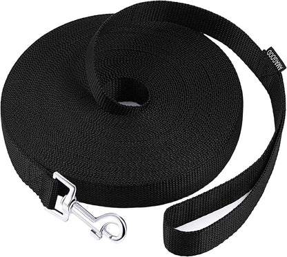 AMAGOOD Dog/Puppy Obedience Recall Training Agility Lead-15 ft 20 ft 30 ft 50 ft Long Leash-for Dog Training,Tie Out,Play,Safety,Camping (50 feet, Black) - PuriLite
