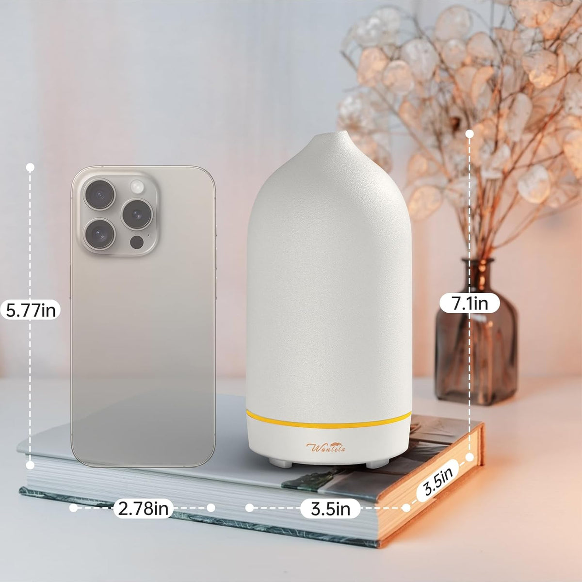 Wanlola Essential Oil Diffuser,120ml Aromatherapy Ceramic Diffusers with Auto Shut Off Function for Home Office Room(White) - PuriLite