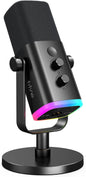 Fifine XLR/USB Dynamic Podcasting Microphone, Gaming Studio Computer PC Mic with RGB, Mute Button, Headphones Jack, Desktop Stand for Streaming Recording Vocal VoiceOver YouTube Singing-AM8 - PuriLite