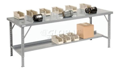 Global Industrial™ Extra Long Assembly Workbench, 84 x 34", Folding Leg, Steel Square Edge - PuriLite