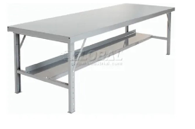 Global Industrial™ Extra Long Assembly Workbench, 84 x 34", Folding Leg, Steel Square Edge - PuriLite