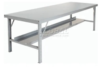 Global Industrial™ Extra Long Assembly Workbench, 84 x 34", Folding Leg, Steel Square Edge - PuriLite