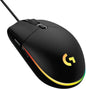 Logitech G203 2nd Gen Wired Gaming Mouse, 8,000 DPI, Rainbow Optical Effect LIGHTSYNC RGB, 6 Programmable Buttons, On-Board Memory, Screen Mapping, PC/Mac Computer and Laptop Compatible - Black - PuriLite