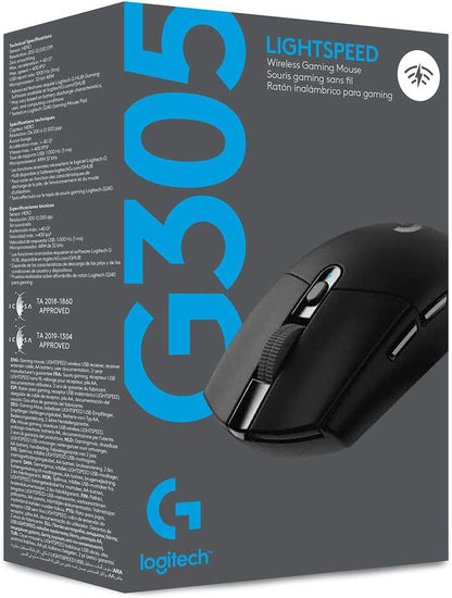 Logitech G305 LIGHTSPEED Wireless Gaming Mouse, Hero 12K Sensor, 12,000 DPI, Lightweight, 6 Programmable Buttons, 250h Battery Life, On-Board Memory, PC/Mac - Black - PuriLite