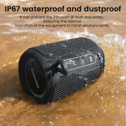 Bluetooth Speaker Wireless,IP67 Waterproof & Dustproof Portable Speaker with Lights,15W Loud Stereo Sound, 2500mAh Battery All Day Playtime, TWS Pairing, BT5.3, Home/Party/Outdoor/Beach (Black) - PuriLite