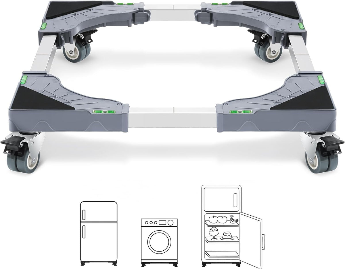 W B D WEIBIDA Appliance Dolly Cart with 4 Locking Twin Wheels Mini Fridge Stand Adjustable Furniture Mover Mobile Roller Base for Washing Machine, Dryer, Refrigerator, Laundry Pedestal - PuriLite