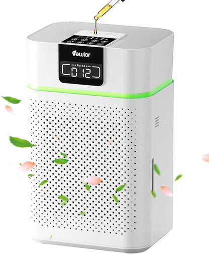 Air Purifier for Home Large Room, VEWIOR HEPA Air Cleaner with Air Quality Light and Essential Diffuser, AUTO Mode, Sleep Mode, Timer, Lock, Cover up to 1560ft²for Wildfire Smoke Dust Pollen - PuriLite