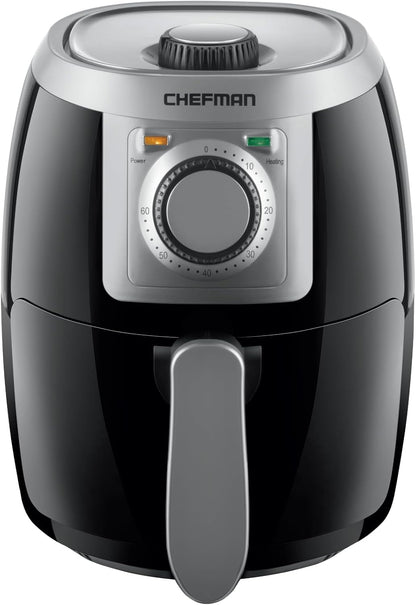 Chefman TurboFry 2-Quart Air Fryer, Personal Compact Healthy Fryer w/ Adjustable Temperature Control, 60 Minute Timer and Dishwasher Safe Basket, Black - PuriLite