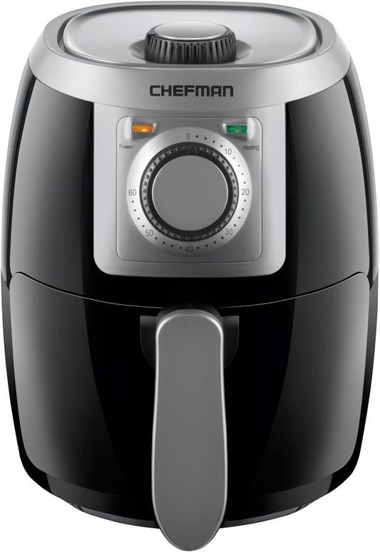 Chefman TurboFry 2-Quart Air Fryer, Personal Compact Healthy Fryer w/ Adjustable Temperature Control, 60 Minute Timer and Dishwasher Safe Basket, Black - PuriLite