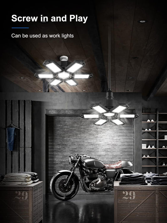 2 Pack LED Garage Lights, 200W Garage Lights, 20000 LM LED Shop Light, 6500K Ceiling Lights for Garage, Workshop, Barn, Warehouse, Yard - PuriLite