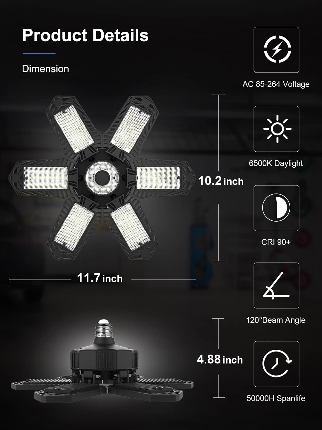 2 Pack LED Garage Lights, 200W Garage Lights, 20000 LM LED Shop Light, 6500K Ceiling Lights for Garage, Workshop, Barn, Warehouse, Yard - PuriLite