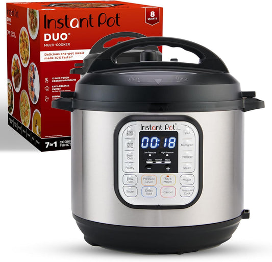 Instant Pot Duo 7-in-1 Electric Pressure Cooker, Slow Cooker, Rice Cooker, Steamer, Sauté, Yogurt Maker, Warmer & Sterilizer, 8 Quart, Stainless Steel/Black - PuriLite