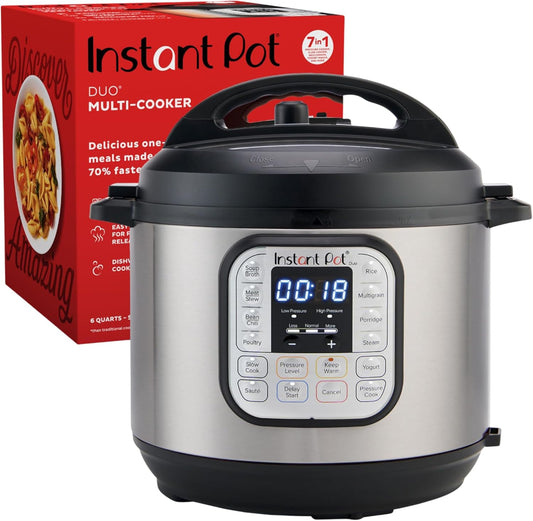 Instant Pot Duo 7-in-1 Electric Pressure Cooker, Slow Cooker, Rice Cooker, Steamer, Saute, Yogurt Maker, Warmer & Sterilizer, Includes App With Over 800 Recipes, Stainless Steel, 6 Quart - PuriLite