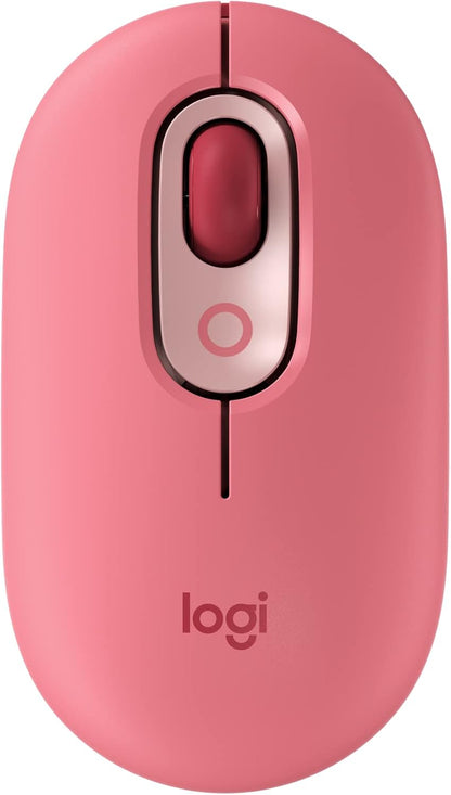 Logitech POP Mouse, Wireless Mouse with Customizable Emojis, SilentTouch Technology, Precision/Speed Scroll, Compact Design, Bluetooth, Multi-Device, OS Compatible - Heartbreaker Rose - PuriLite