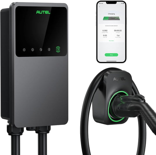 Autel MaxiCharger Home Electric Vehicle (EV) Charger, up to 40 Amp, 240V, Level 2 WiFi and Bluetooth Enabled EVSE, NEMA 14-50 Plug, Indoor/Outdoor, 25-Foot Cable with Separate Holster, Dark Gray - PuriLite