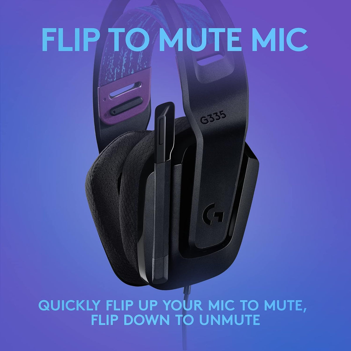 Logitech G335 Wired Gaming Headset, with Microphone, 3.5mm Audio Jack, Comfortable Memory Foam Earpads, Lightweight, Compatible with PC, Playstation, Xbox, Nintendo Switch - Black - PuriLite