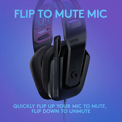Logitech G335 Wired Gaming Headset, with Microphone, 3.5mm Audio Jack, Comfortable Memory Foam Earpads, Lightweight, Compatible with PC, Playstation, Xbox, Nintendo Switch - Black - PuriLite