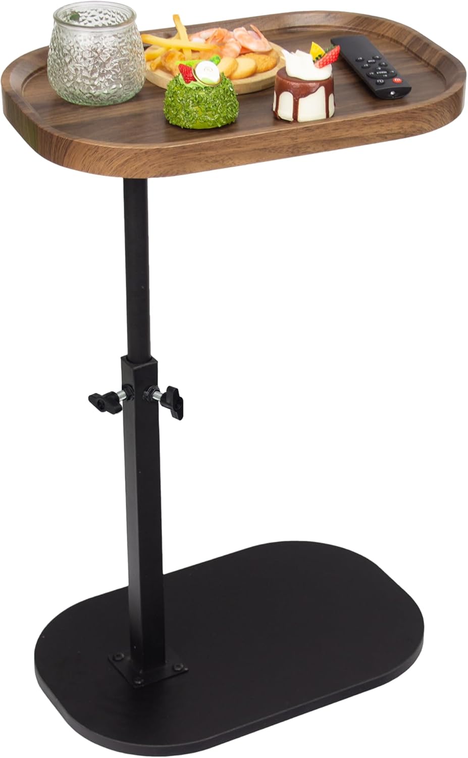 Aoligrace Night Stand Adjustable Height, 360°Swivel C Shaped End Table for Couch Sofa, Walnut Bed Side Table for Living Room Bedroom College Dorm (Walnut) - PuriLite