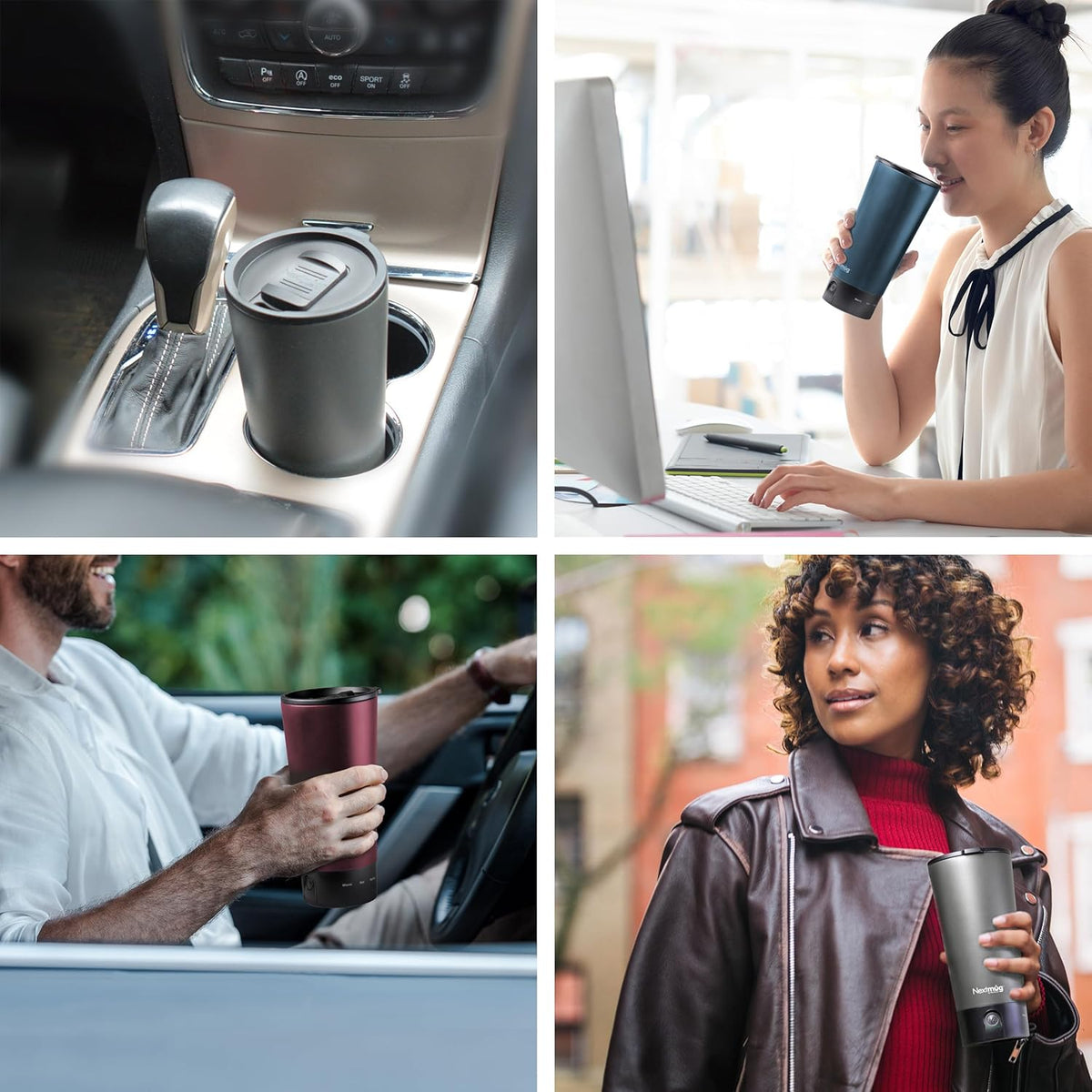 Nextmug Go - Temperature-Controlled, Self-Heating Travel Mug (Slate Blue - 16 oz.) - PuriLite