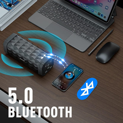 BUGANI Bluetooth Speaker M99 Speaker Bluetooth Wireless, Louder Volume, Stereo Sound, 24H Playtime, 100ft Wireless Range, IPX5 Waterproof, Built-in Mic, Wireless Speaker for Home, Outdoor, Black - PuriLite