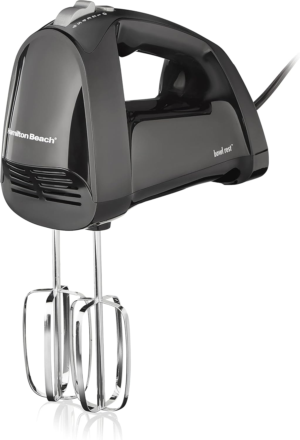 Hamilton Beach 6 Speed Hand Mixer with QuickBurst, Includes Snap-On Storage Case and 3 Attachments, Black, 62690F - PuriLite
