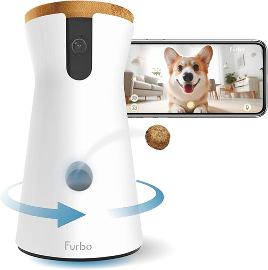 Furbo 360° Dog Camera: Home Security Camera with Barking Alerts, Rotating Pet Treat Camera with Phone App, Smart Home Indoor Puppy Cam with 2-Way Speaker and Night Vision (No Subscription Required) - PuriLite