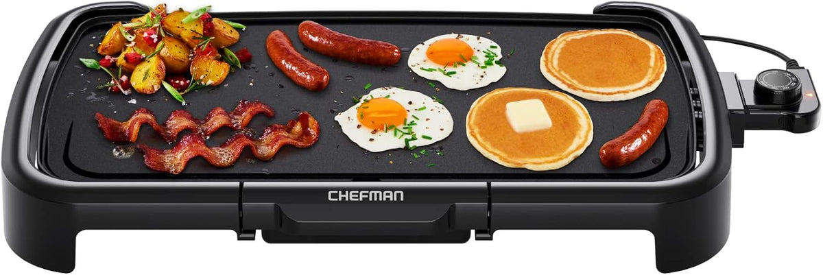 XL Electric Griddle Nonstick Flat Top Grill with Adjustable Temperature Control Removable Thermostat Large Cooking Surface - PuriLite