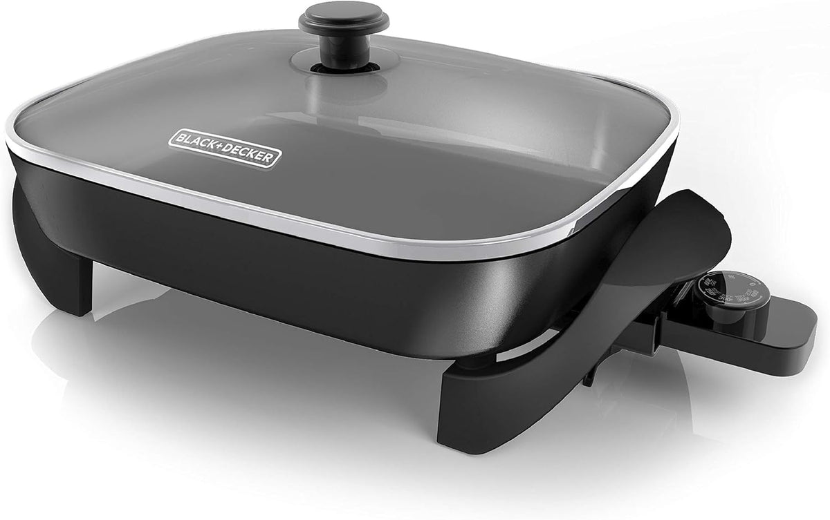 BLACK+DECKER Electric Skillet 12”x15” Deep Dish Nonstick Cooking Pan with Temperature Control SK1215BC - PuriLite