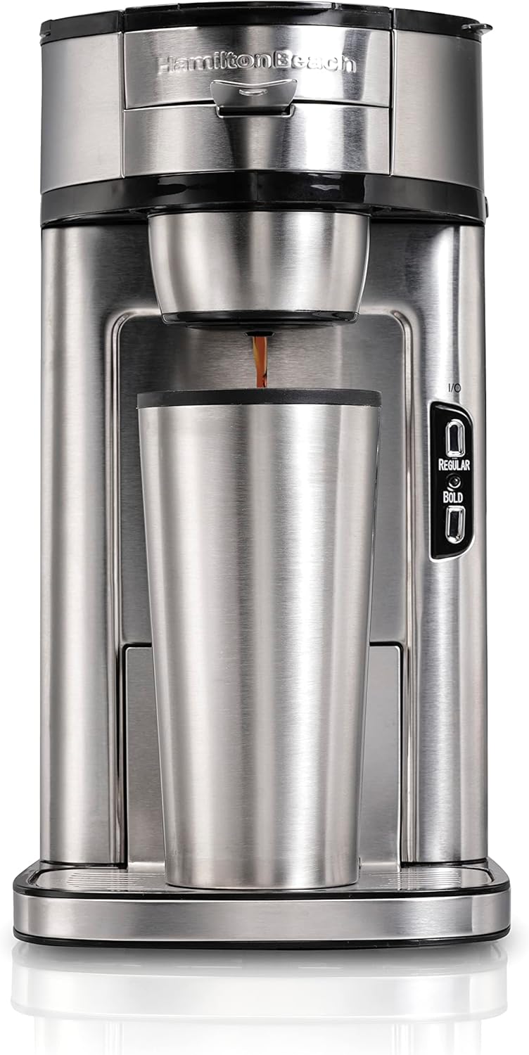 Hamilton Beach Scoop Single Serve Coffee Maker, Fast Brewing, Stainless Steel (49981A) - PuriLite