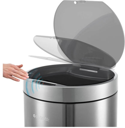 Global Industrial™ Round Motion Sensor Trash Can, 9-1/4 Gallon, Brushed Stainless Steel - PuriLite