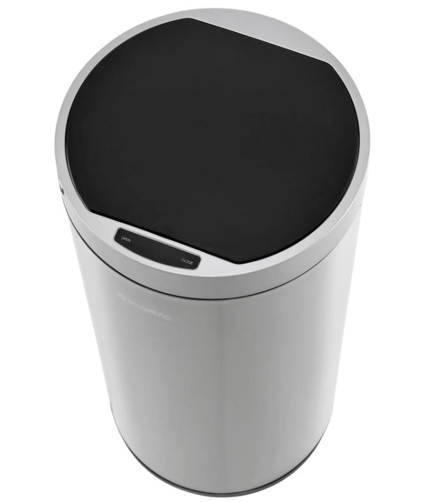 Global Industrial™ Round Motion Sensor Trash Can, 9-1/4 Gallon, Brushed Stainless Steel - PuriLite