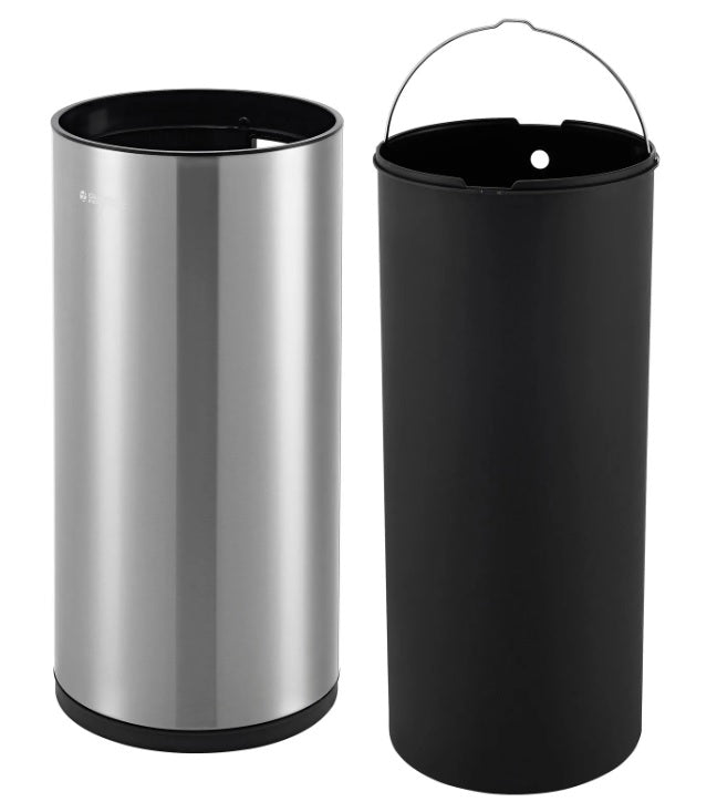 Global Industrial™ Round Motion Sensor Trash Can, 9-1/4 Gallon, Brushed Stainless Steel - PuriLite