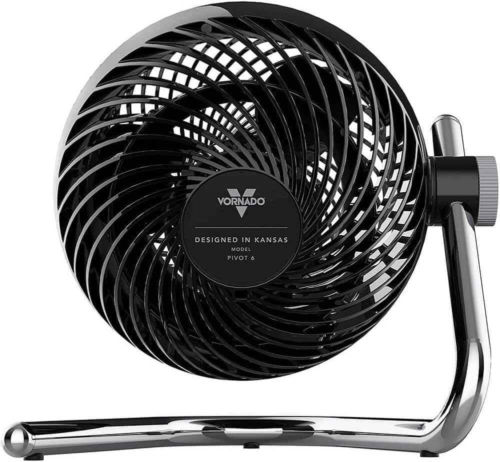 Vornado Pivot6 Whole Room Air Circulator Fan with 4 Speeds, Remote Control, Rotating Axis, Black - PuriLite