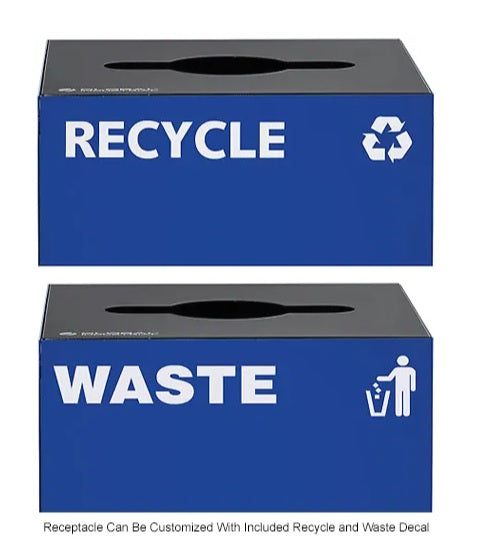 Global Industrial™ Square Recycling/Trash Can with Waste Lid, 36 Gallon, Blue - PuriLite
