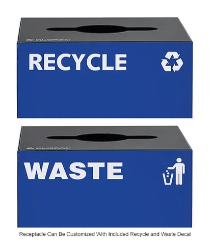 Global Industrial™ Square Recycling/Trash Can with Waste Lid, 36 Gallon, Blue - PuriLite