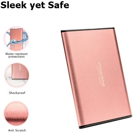 500GB External Hard Drive Portable - Maxone Ultra Slim 2.5'' External HDD USB 3.0 Compatible with PC, Laptop, Rose Pink - PuriLite