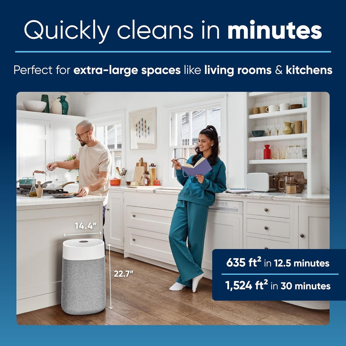 BLUEAIR Air Purifiers for Large Rooms, Cleans 3,048 sq ft in One Hour, HEPASilent Smart Air Cleaner for Home, Pets, Allergies, Dust, Mold, Smoke - Blue Pure 211i Max - PuriLite