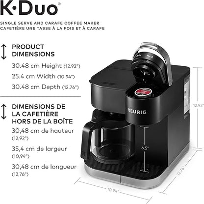 Keurig K-Duo Single Serve K-Cup Pod And Carafe Coffee Maker, With Programmable Features And Strong Brew Function, Black - PuriLite