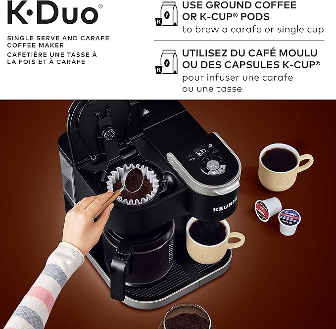 Keurig K-Duo Single Serve K-Cup Pod And Carafe Coffee Maker, With Programmable Features And Strong Brew Function, Black - PuriLite