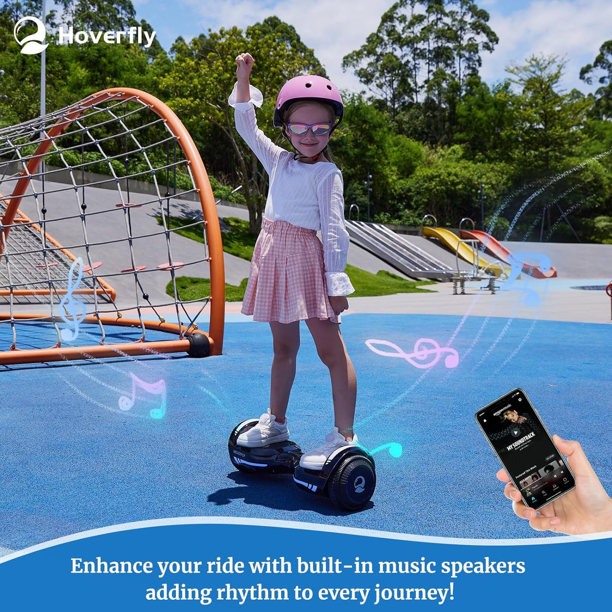 HOVERFLY Glide Hoverboard, LED 6.5" Wheels Self Balancing Scooter with Dual 200W Motor up to 10km/h & Max 7km Range, Headlight & UL2272 Certified Electric Hover Boards Kids Teens - PuriLite