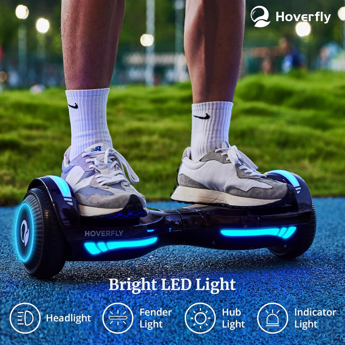 HOVERFLY Glide Hoverboard, LED 6.5" Wheels Self Balancing Scooter with Dual 200W Motor up to 10km/h & Max 7km Range, Headlight & UL2272 Certified Electric Hover Boards Kids Teens - PuriLite
