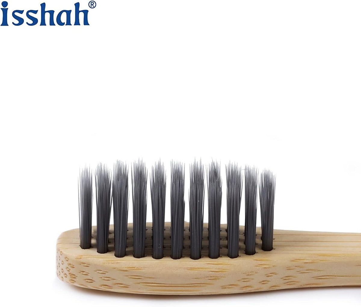 Isshah Biodegradable Eco-Friendly Natural Bamboo Charcoal Toothbrushes, FSC Certified and PETA Approved - 12 Count - PuriLite